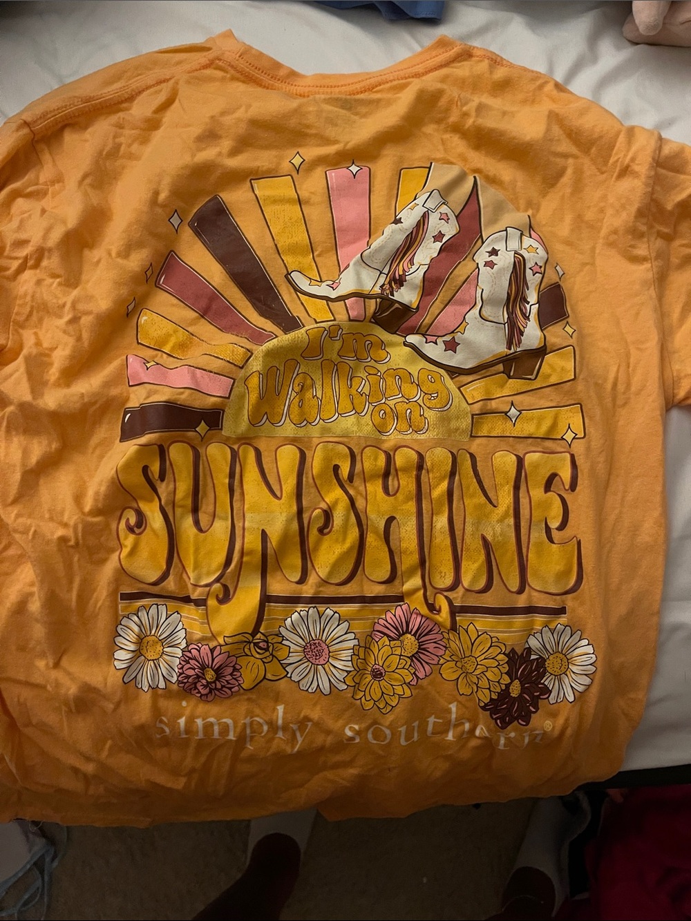 Simply Southern  'I'm Walking on Sunshine' Orange Graphic Tee